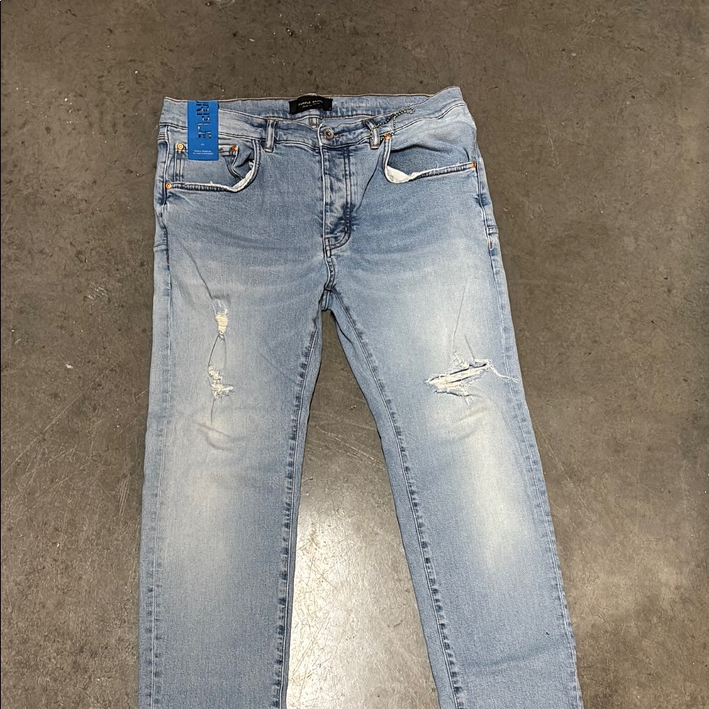 Men's Light Blue Distressed Jeans